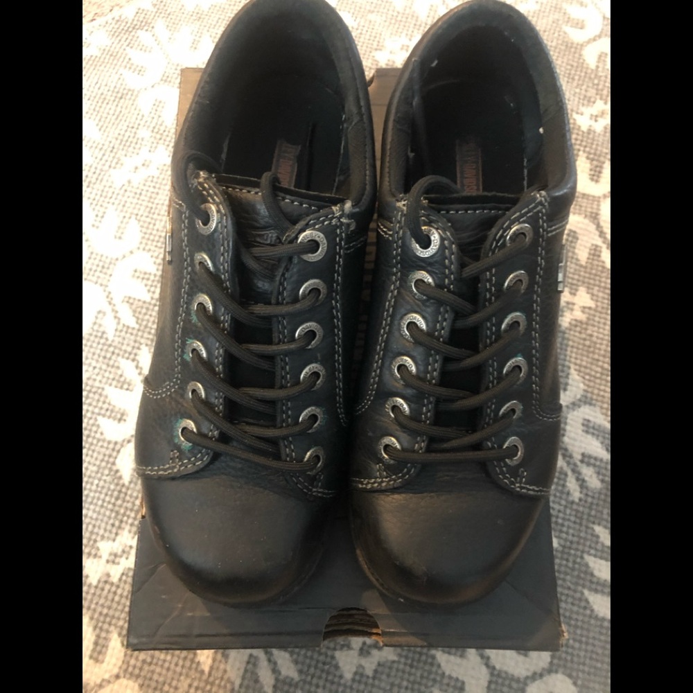 Harley black leather oxfords